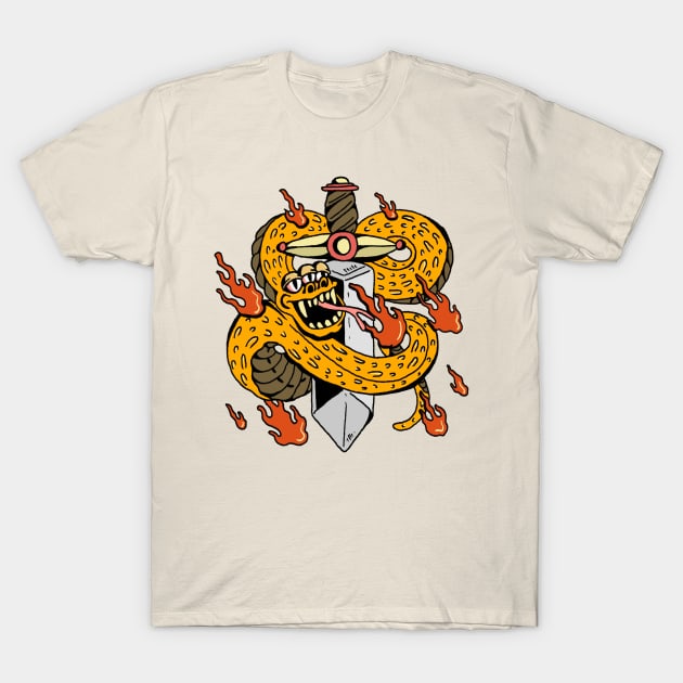 Snake and Dagger T Shirt T-Shirt by herbivorass